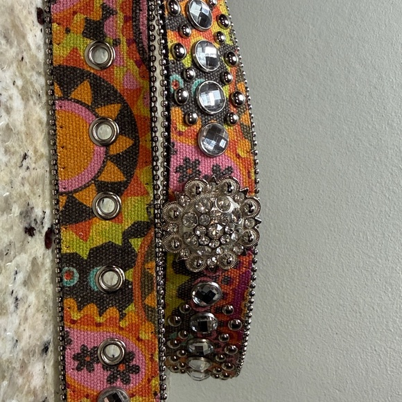 Blazin Roxx Multicolor Rhinestone Bling Embellished Western Leather Belt Size XL - Picture 13 of 15